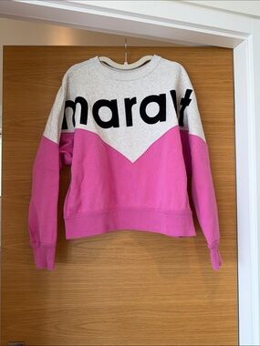 Isabel Marant Two-Tone Pink and Heather Gray Logo Sweatshirt